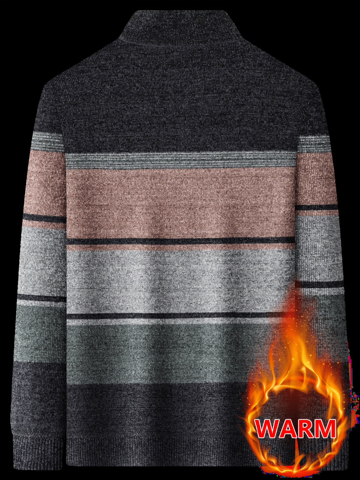 Minimalist Urban -Lined Half-Zip Sweater for Warmth and City Casual Wear - Blue