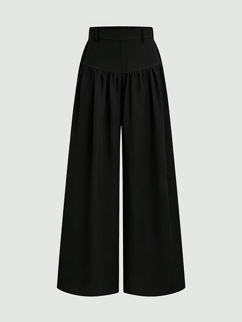 Elegant Flowy Wide Leg Pants - Textured Trousers Suitable for Work & Casual Wear, Solid Color Non-Stretch Wide-Leg Trousers, Machine Washable Year-Round -Compatible for Outfits (No Transparency) - Black