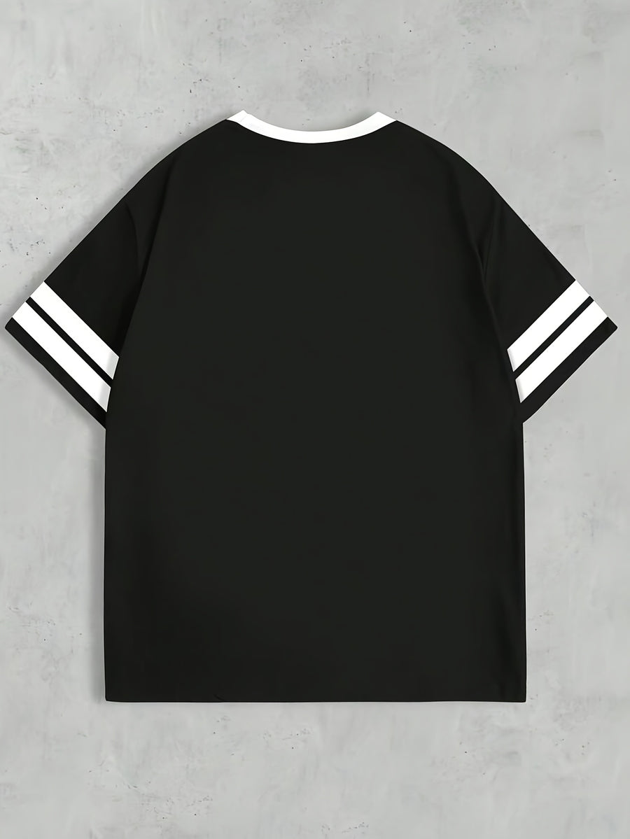 Plus Size - Plus Size - Women'S Round Neck Printed Jersey T-Shirt - Round Neck Casual Top - Lightweight Jersey T-Shirt Suitable for All Seasons - Black
