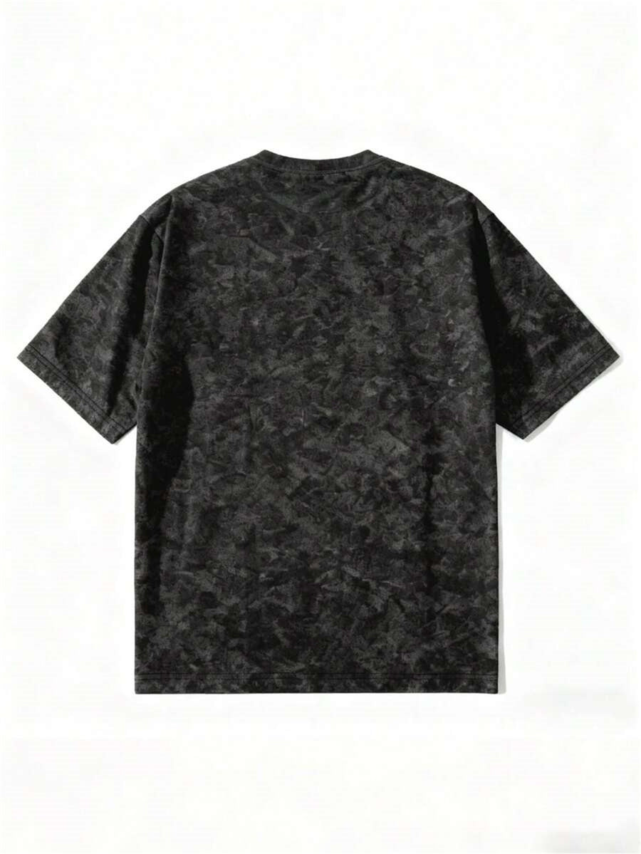 Men'S Vintage Distressed Washed T-Shirt - Chest "Stay Humble" Graffiti Font Print with Ink Drop Effect, Streetwear Fit, Loose Drop Shoulder Style, Breathable And Comfortable, Ideal for Daily Commute, Street Fashion, Casual Gatherings - Mixed colors