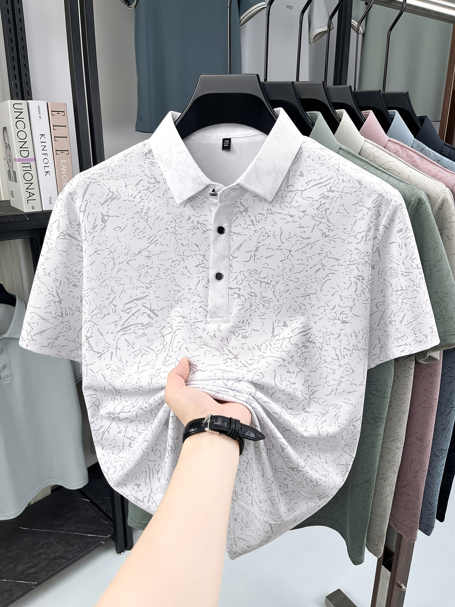 Men'S Summer Polo Shirt, Short Sleeve Button-Up Golf T-Shirt, Soft Comfortable Breathable Slim Fit Business Casual Daily Top, Men'S Short Sleeve Sweatshirt, Commute Versatile Men'S Gift - White