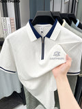 Kartmar CRRTMARO Summer New Men'S Short Sleeve Polo Shirt with Collar, Easy Business Casual High-End Breathable Half Sleeve T-Shirt Men'S Wear, Jushang - White