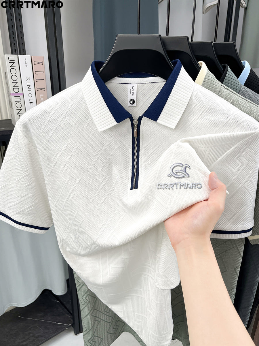 Kartmar CRRTMARO Summer New Men'S Short Sleeve Polo Shirt with Collar, Easy Business Casual High-End Breathable Half Sleeve T-Shirt Men'S Wear, Jushang - White