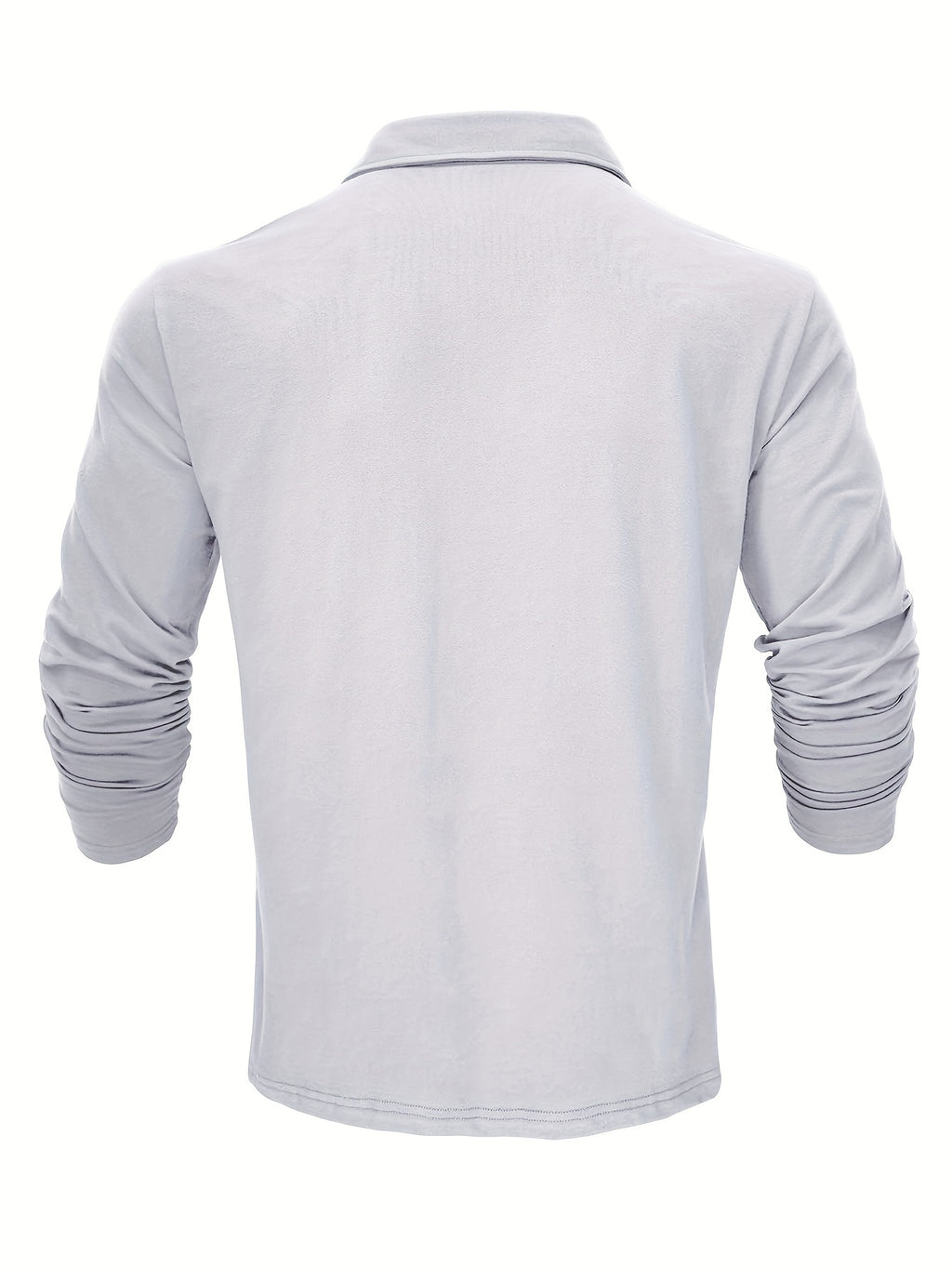 New Style Lapel European And American Style Men'S T-Shirt, Solid Color, Cross-Border Foreign Trade Men'S Long-Sleeve Polo Shirt - White