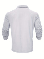 New Style Lapel European And American Style Men'S T-Shirt, Solid Color, Cross-Border Foreign Trade Men'S Long-Sleeve Polo Shirt - White