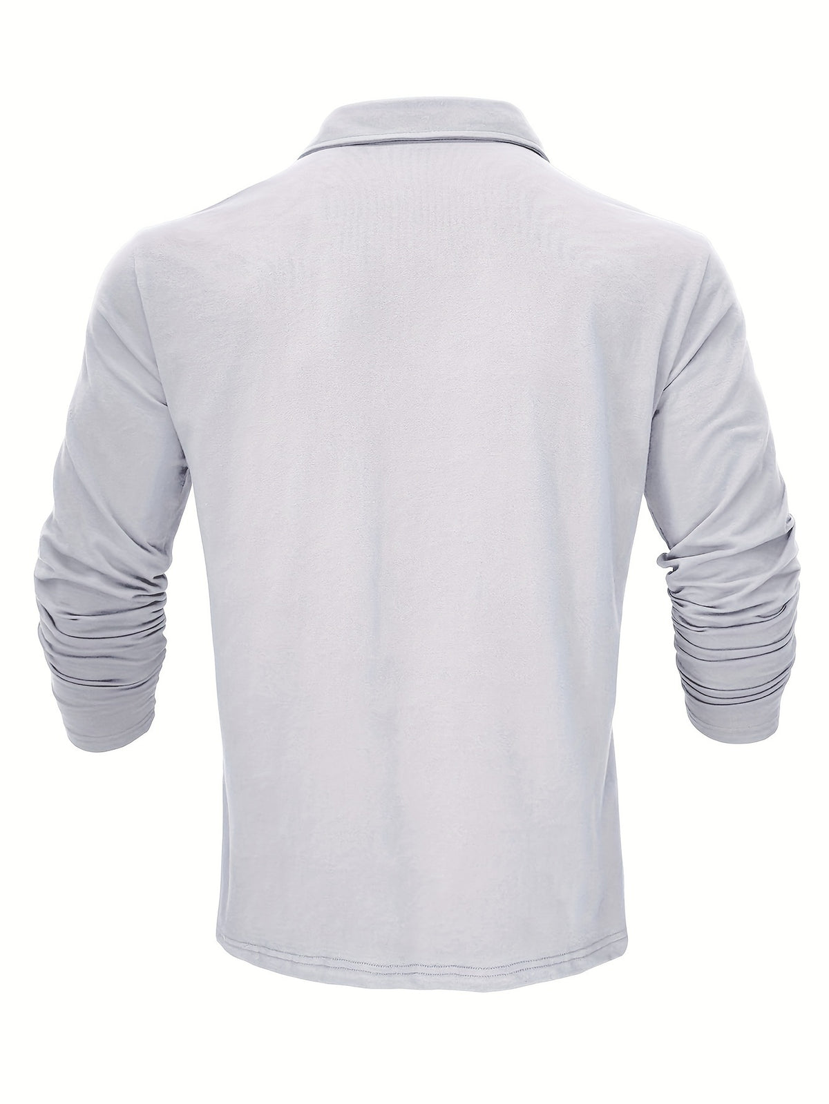 New Style Lapel European And American Style Men'S T-Shirt, Solid Color, Cross-Border Foreign Trade Men'S Long-Sleeve Polo Shirt - White