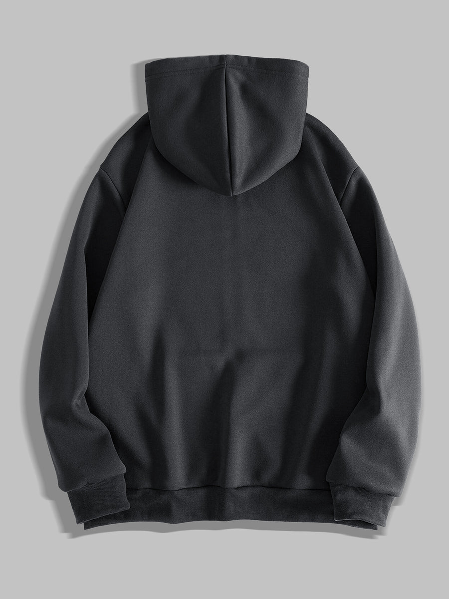Black Metal Thorns Print Zipper Hooded Cardigan Sweatshirt - Grey