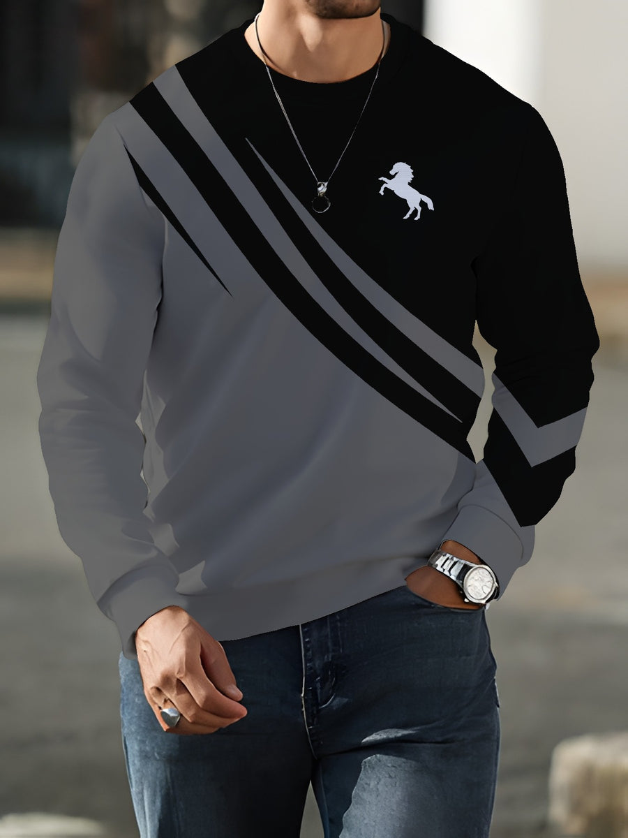 Men'S Fashion Trendy Brand Round Neck Long Sleeve Sweatshirt Spring Autumn Men'S Round Neck Sweatshirt Top Autumn - Mixed colors