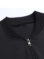 Men'S Trendy Autumn Winter Jacket, Western Print Style, Casual Business Youth Bomber, Stand-Up Collar Top Coat - Black