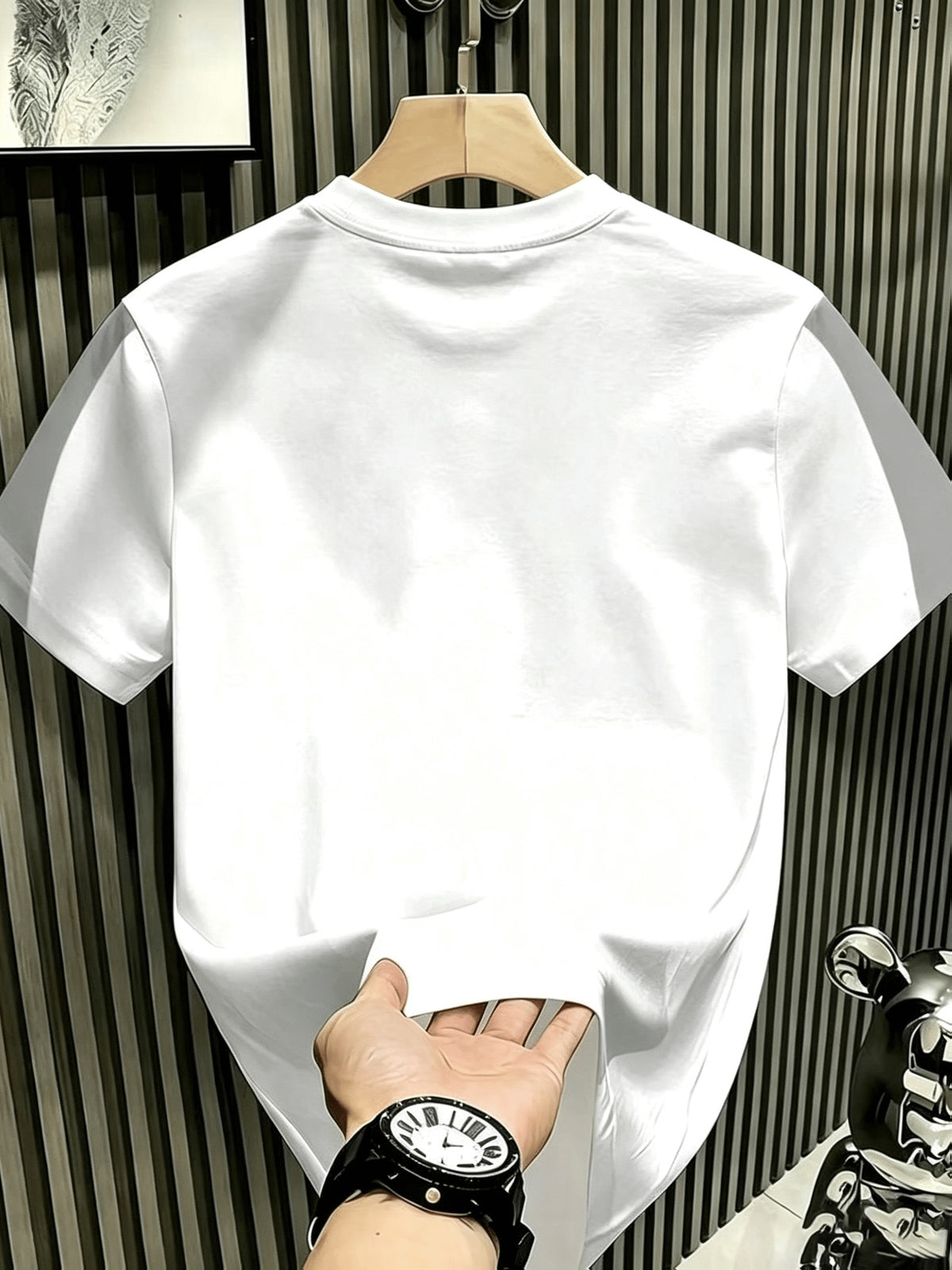[Printed Design - Not Textured] Men's Short-Sleeve Casual T-Shirt, Breathable, Quick-Drying, Cool All-Season Fashion Top, Breathable Regular Fit for Daily and Formal Wear - Crew Neck Casual Top, Gift for Teens and Adults, Outdoor Activity Shirt - White