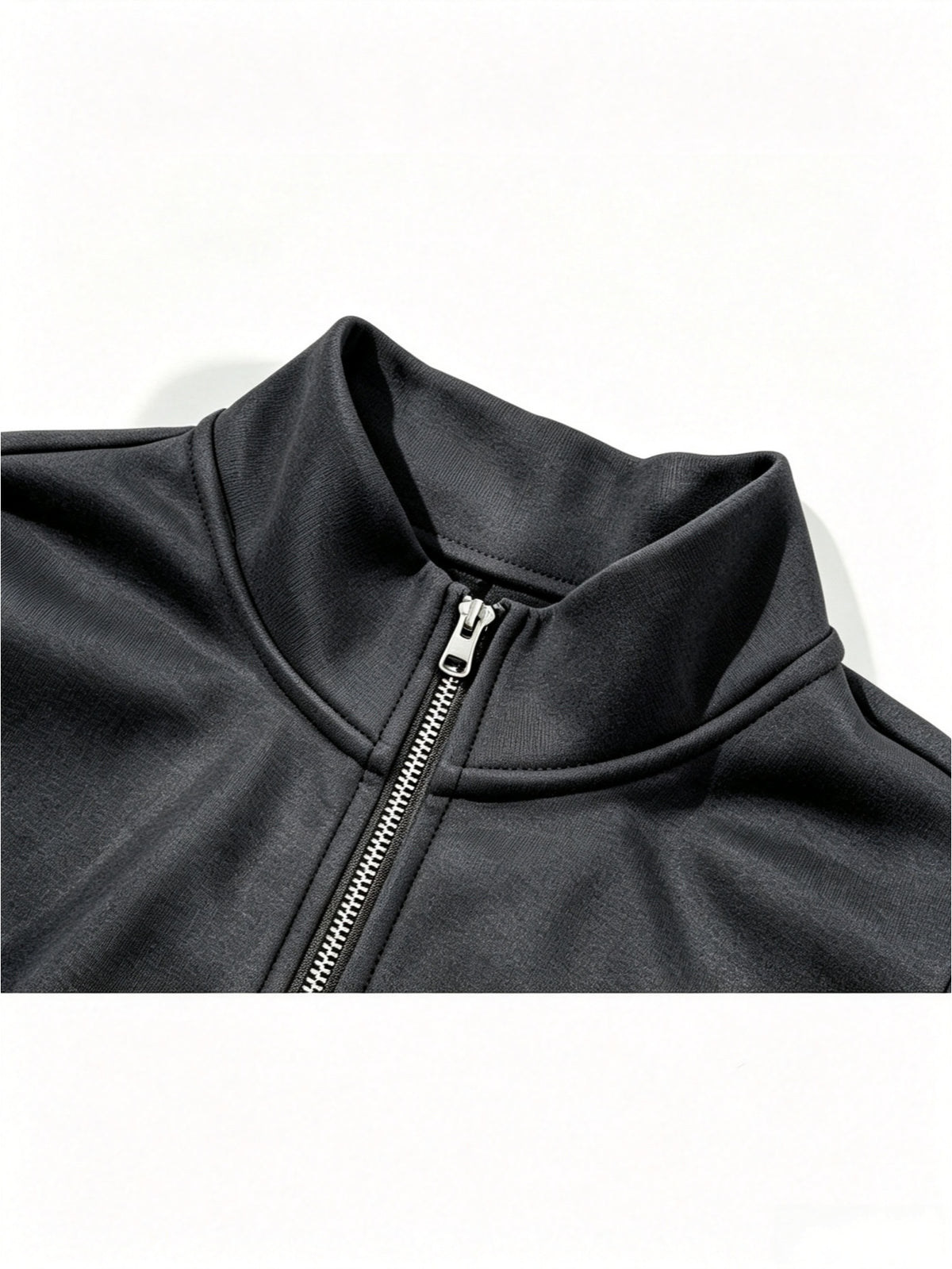 Men's Half-Zip Stand Collar Sweatshirt with Double Wing Pattern Chest Print, Striped Ribbed Cuffs, Loose Fit Athletic Casual Pullover - Dark Gray