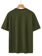 Casual Streetwear Style, Men'S T-Shirt, Classical Statue Collage with Love Quote Print, Summer Urban Outdoor Wear, Gift for Boyfriend Or Fashion Enthusiast - Military Green