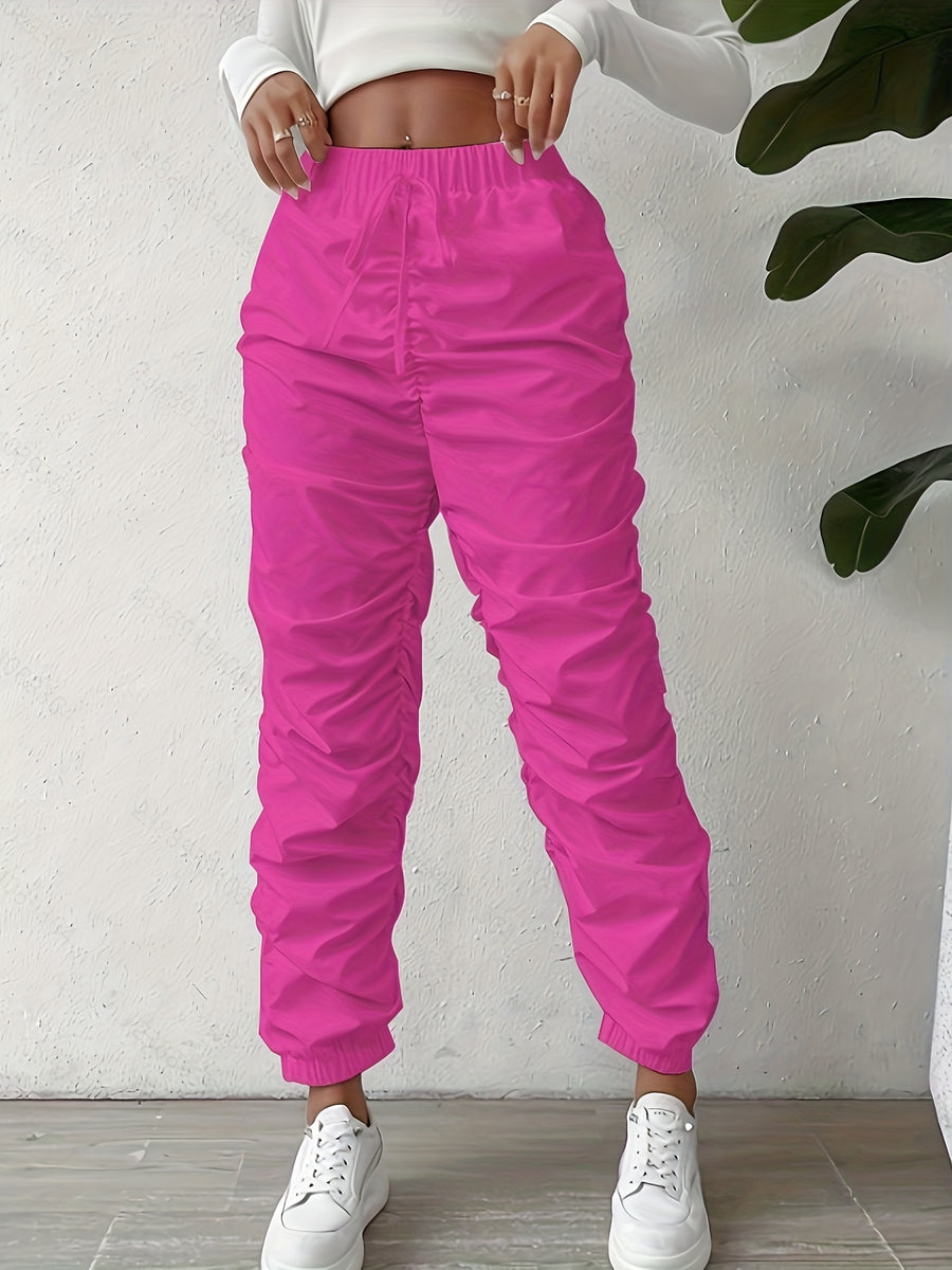 European and American Trendy Pleated Cuffed Pants - Unique Style, Express Yourself - Rose Red