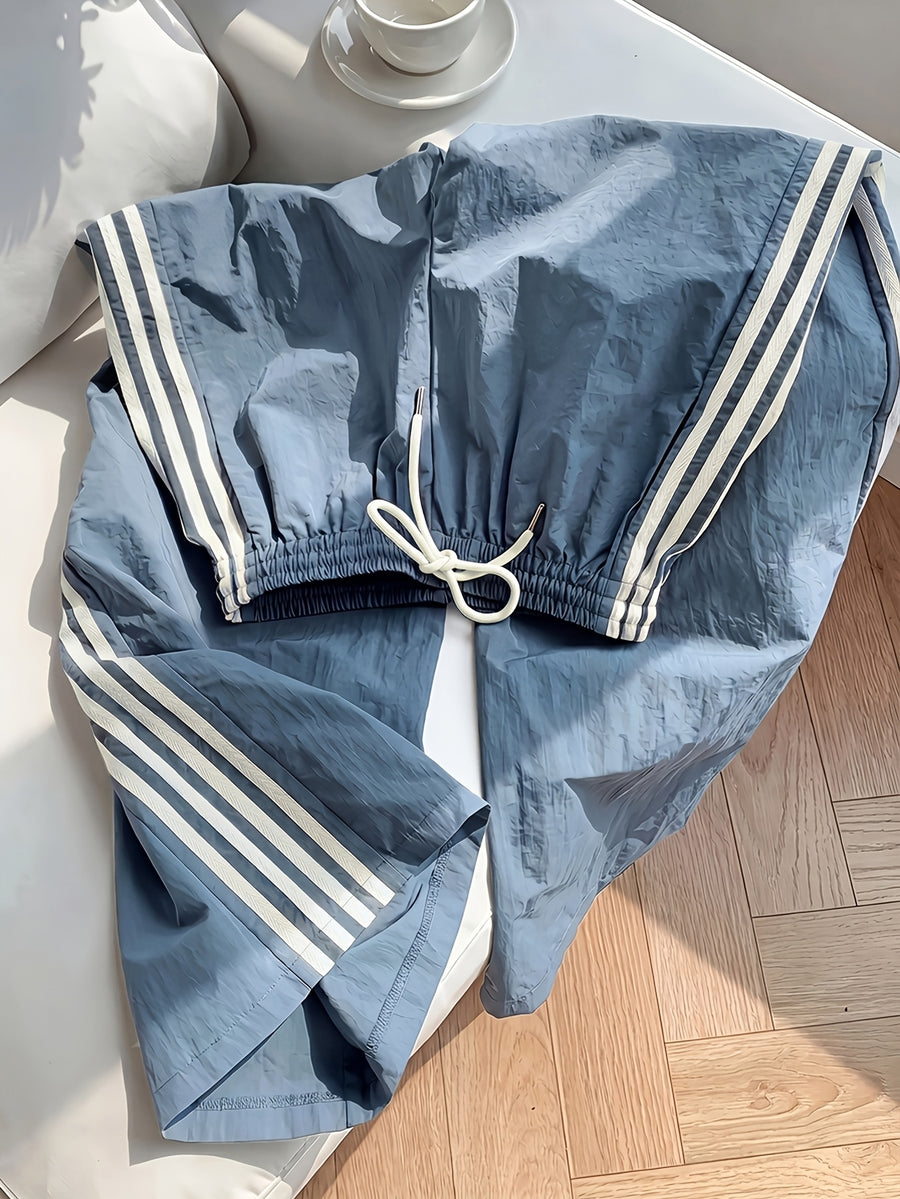 Reading Week Apparel, Back-to- Season, One Pair of 2026 Spring/Summer New Style Casual Sporty Fashionable Comfortable and Beautiful Women's Long Pants with Contrast Color and Drawstring Waist, Suitable as a Holiday Gift for Women's Clothing - Sky Blue