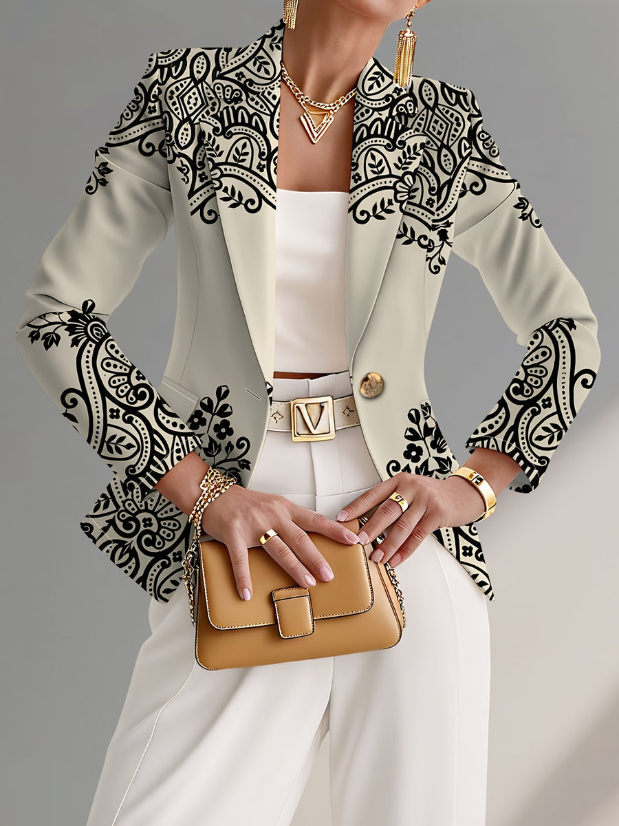 Women's coat Autumn long-sleeved fashion Women's outfit Beautiful Women's coat Elegant andexquisite Women's suits A modern and elegant blazer Street Party CampusVersatile Jacket - White