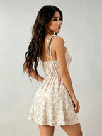 Women's Spring & Summer Sexy Vacation Dress, Allover Floral with Lace Details, Suitable for Romantic Occasions, Balls, Birthday Parties, Elegant Outfits, Casual Fashion, Y2K Style, Club Wear, Backless Design - 【Light Yellow】