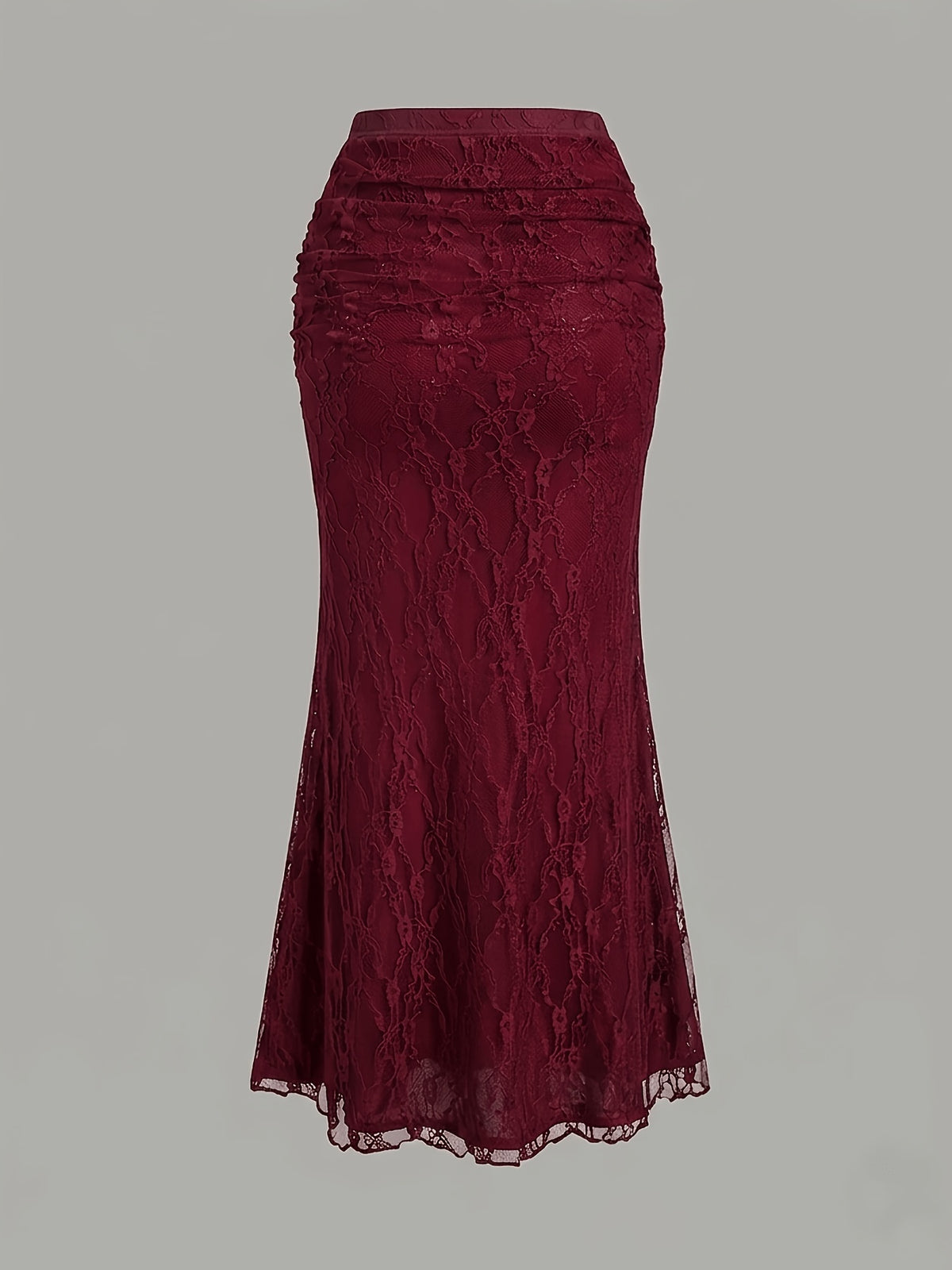 French-Style High-End Lace Mermaid Skirt for Women, Slim-Fit Commuter Daily Long Skirt - Red