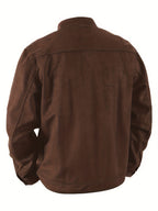 Men'S Casual Jacket with Pockets, Versatile Long-Sleeved Stand Collar Button Coat, Transitional Outerwear - Coffee Color