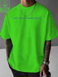 Dark Blue Washed Men'S Casual Short-Sleeved Easy Print Fashion Sports Trendy Versatile Half-Sleeve Breathable T-Shirt Comfortable Home Base Shirt - Grass Green