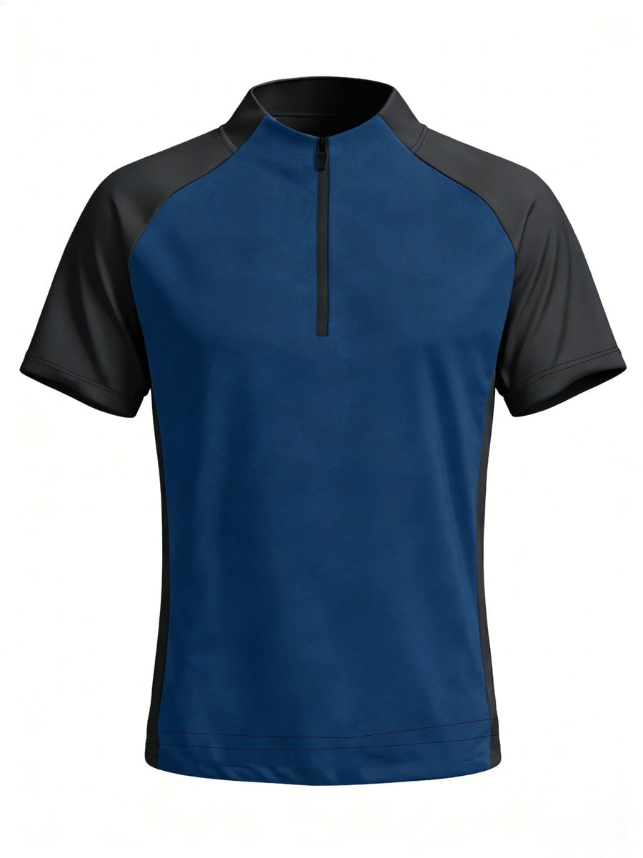 1pc Men's Quick-Dry Sports T-Shirt - Breathable, Sweat-Wicking Short Sleeve, Multiple Colors Available, Suitable for Gym and Summer Activities, Workout Top, Outdoor Sports, Gym Events. A Great Summer Gift, The Best Present for Him. - Deep Blue