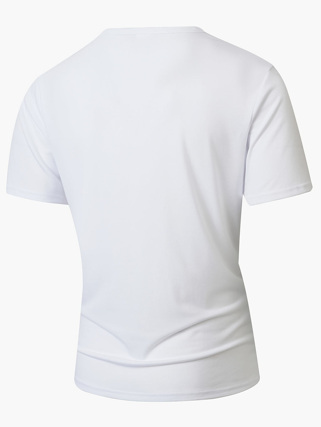 Men'S Basic V-Neck Short Sleeve High-Stretch Slight-Stretch Men'S T-Shirt 190G Regular Fit Commuter Base Layer Versatile Basic Style - White