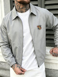 [Villa Le Water OBM] Autumn Men'S Badge Embroidered Shield Blazer, Suitable for Work, Outdoor Wear - Light Grey