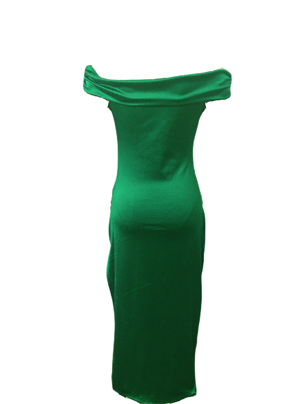 New Foreign Trade Women's Bodycon Dress, Solid Color Sleeveless Midi One-Shoulder Dress, Sexy Evening Gown - Green
