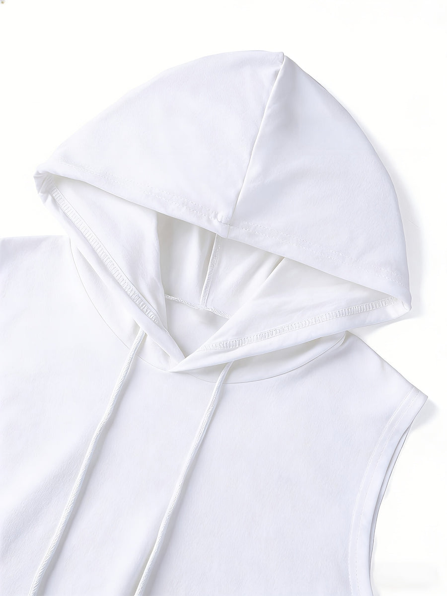 3pcs Men's Hooded Tank Tops - Korean Style Sleeveless Vests, Loose Fit Slimming Athletic Shirts Suitable for Summer Gym, Layering Base Layers, Machine Washable Solid Color Tops, Multi-Color Options for Casual & Outdoor Wear - White+Black+Grey