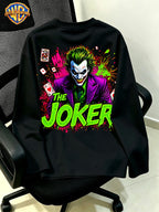 Authorized by Warner Bros., Joker Front And Back Double-Sided Print, Autumn Round Neck Long Sleeve, Fashionable Multifunctional Men'S Clothing, New Casual Loose Outdoor Athletic Breathable Top, Suitable for Daily Outdoor Activities, Gym Wear - Black