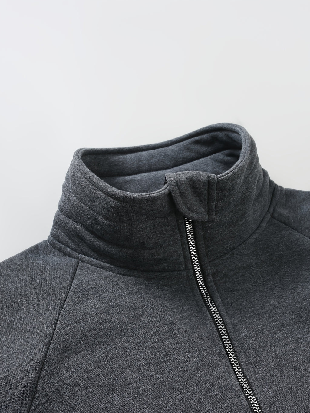 Men's Fashion Raglan Sleeve Sweatshirt with Half-Zip Open Neckline, Autumn/Winter Casual Versatile Long-Sleeve Sweatshirt - Dark Gray