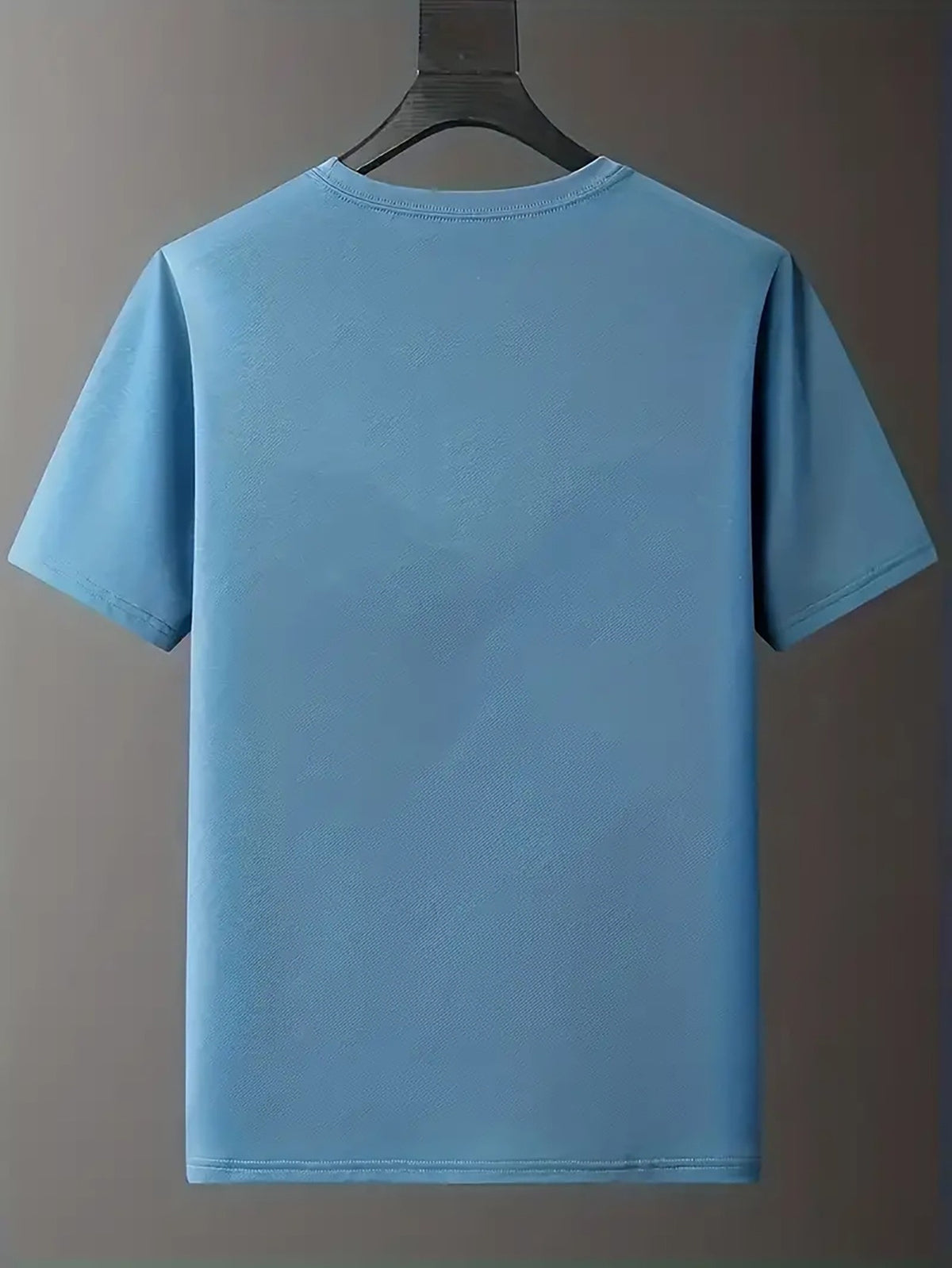 Men's Casual and Fashionable Letter Printed T-shirt, Round Neck Comfortable Polyester Fabric, Suitable for Daily Wear as Fashionable Streetwear, Men's Clothing - Peacock Blue