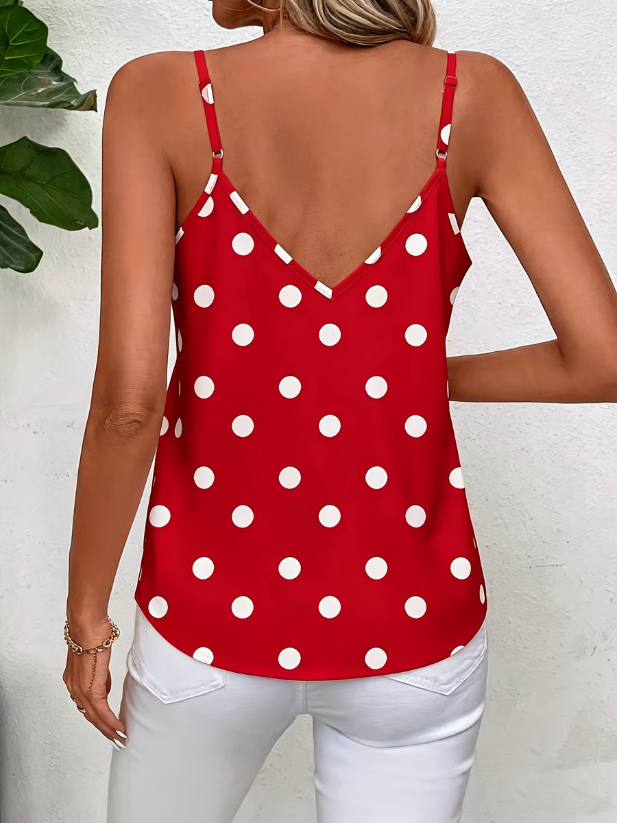 Fashionable Polka Dot Women's Simple Camisole Top - Red