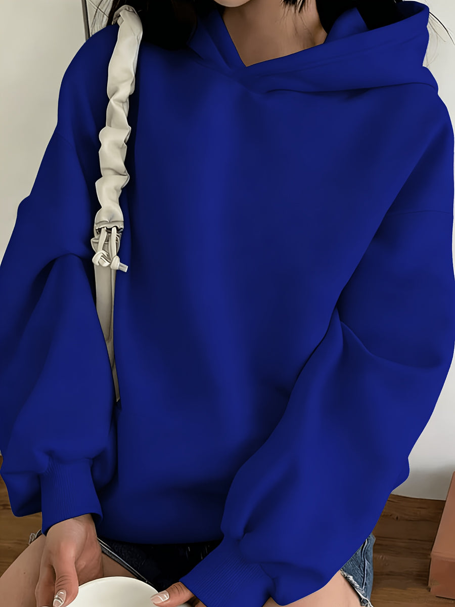 A Trendy Hooded Sweatshirt Featuring a Stylish and Versatile Spiderweb Print, Suitable for Autumn and Winter, Women's Clothing - Blue