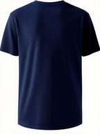 Men's Breathable Quick-Dry T-Shirt, Casual Sporty Minimalist Design, Versatile Black Airplane Graphic, Suitable for Fitness, Running, Daily Wear, Home, and Travel - Navy Color