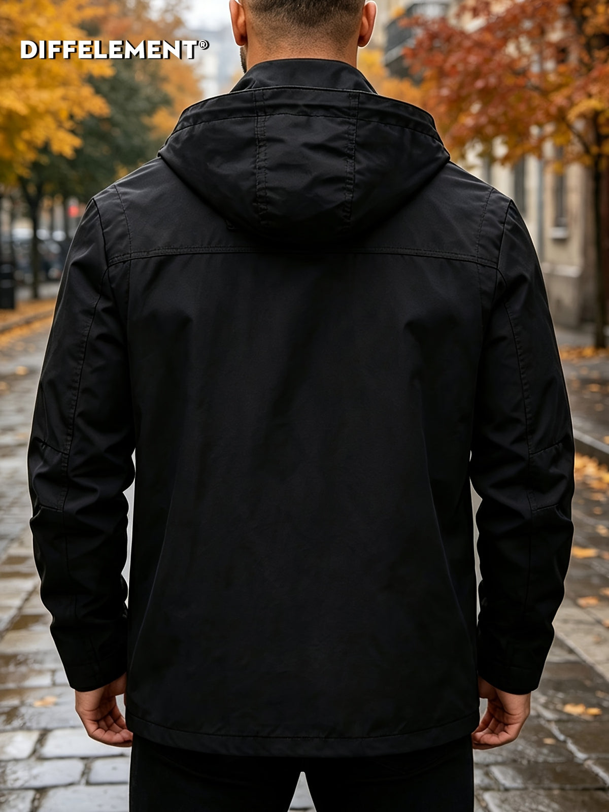 Men'S Detachable Sleeve Drawstring Hooded Multi-Pocket Utility Jacket, Reversible Wrinkle-Resistant Breathable Durable Woven Fabric, Fitted Short Length Spring Autumn City Commute Outdoor Hiking Style, Street Hiking Fishing Multi-Scene Wear - Black
