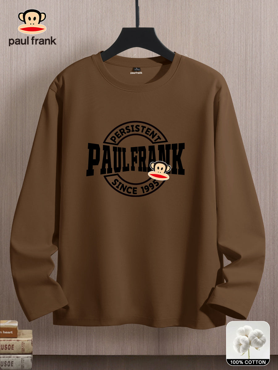 Mùshān Snow Selected Paul Frank Pure Breathable Spring And Autumn Men'S Long Sleeve T-Shirt - Coffee