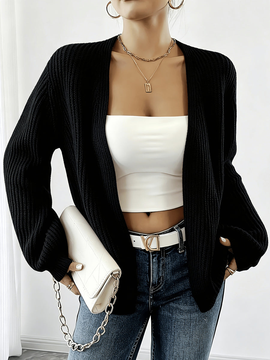 Women'S Comfortable And Good-Looking Long V-Neck Cardigan/Clear Texture Sweater/Very Suitable for Women/Spring Autumn Winter Style Sweater Essential for Women This Is a Set of Fashionable And Comfortable Women'S Clothing with Loose Fit And Lantern S - Black