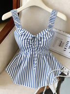 Women'S Elegant Striped Front Tie Casual Thick Strap Vest - Mixed colors