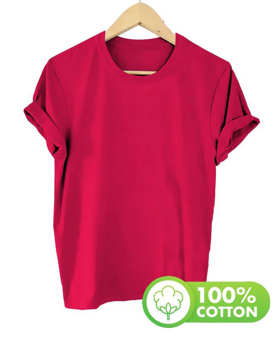 Spring/Summer Women's T-Shirt, Basic Short-Sleeve T-Shirt for Daily Wear - 1 - Red