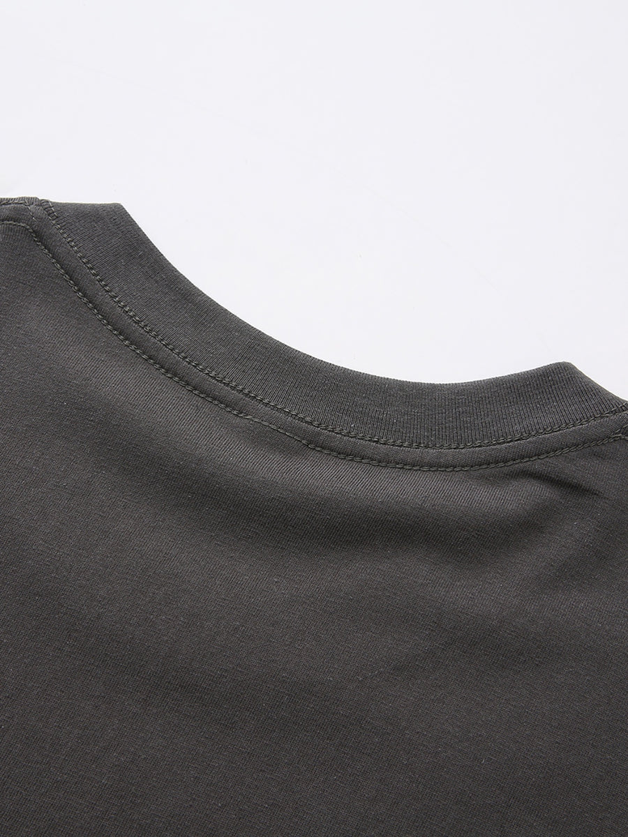 New Men's 100% Pure Cotton T-Shirt with Shark Print, Comfortable and Breathable, Versatile for Summer Casual Wear - Dark Gray
