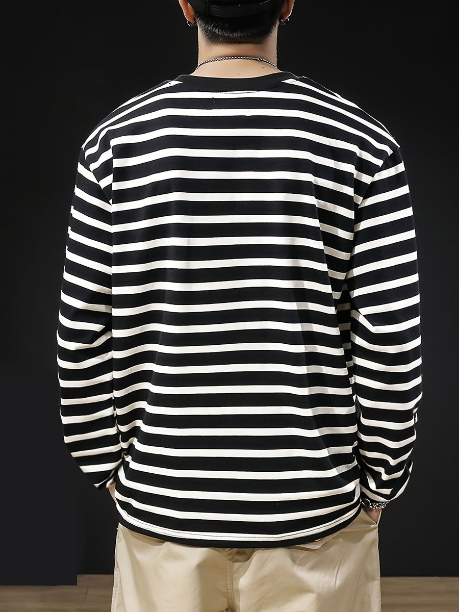 Men'S Round Neck Long Sleeve T-Shirt, Spring/Autumn Casual Trendy Fashion, Suitable for Daily Commute And Outdoor Wear [Printed Design - Not Textured] - Mixed colors