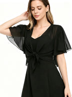 Women's Solid Color Short Sleeve Shirt Cardigan, Lightweight Breathable Cover-Up, for Beach Vacation Commute Dating Home Casual, Classic Versatile Style, Suitable for Various Occasions - Black