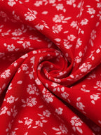 Ladies&Apos; Q4 Holiday Style Small Floral Print, Elastic Waistband A-Line Skirt - Red