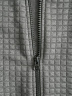 Men'S Hooded Knit Cardigan, Small Checkered Jacquard Zipper Hoodie, Knit Hooded Sweater, Comfortable And Warm, Essential for Autumn And Winter Outdoors, Suitable for Outings And Daily Home Wear - Dark Gray