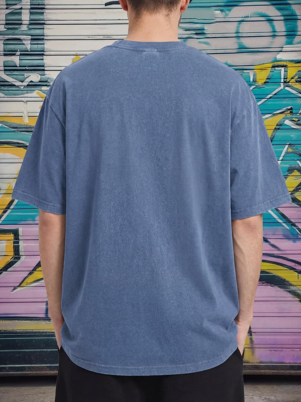Relaxed Fit Distressed T-Shirt - Made from 100%, Heavyweight Vintage Washed Tee, Unisex Premium Quality Shirt - Navy Color