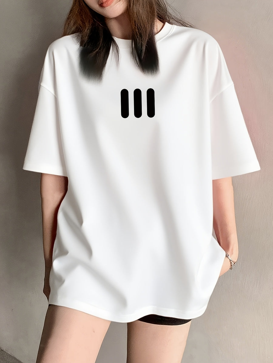 Vintage Fashion Short Sleeve T-Shirt for Women, Summer Cartoon Print Short Sleeve T-Shirt, Pure Short Sleeve T-Shirt Top, Unique Design Niche Chic Loose Fit Top Base Layer #3333 - White
