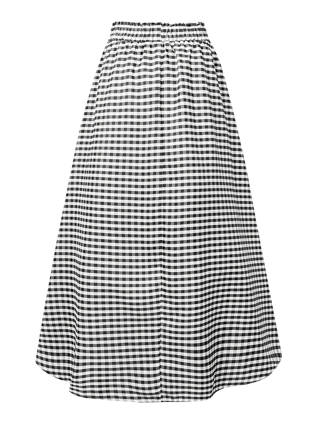 Women'S Elegant Fashion Casual Skirt, A-Line Irregular Checkered Print High-Waist Skirt, Cute And Trendy Versatile Skirt, Comfortable Fabric, Machine Washable, Suitable for Travel, Vacation, And Outings - Black