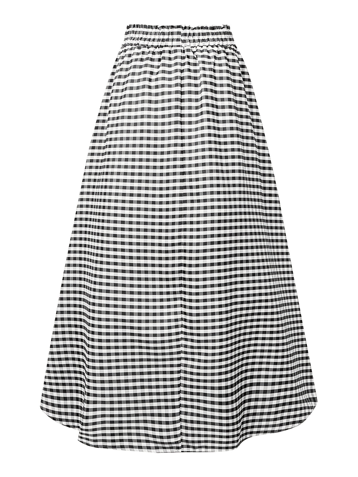 Women'S Elegant Fashion Casual Skirt, A-Line Irregular Checkered Print High-Waist Skirt, Cute And Trendy Versatile Skirt, Comfortable Fabric, Machine Washable, Suitable for Travel, Vacation, And Outings - Black