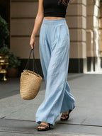 Designed for Waist Comfort, Featuring an Elastic Wide Waistband And Side Pockets. Ideal Country-Style Apparel for Women And Country Music Concerts, Delivering an Elegant Look for Everyday Outfits - Baby Blue