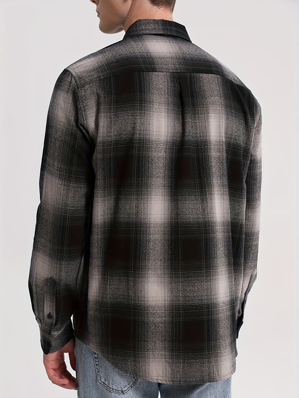 Flannel Plaid Shirt - Gray-black